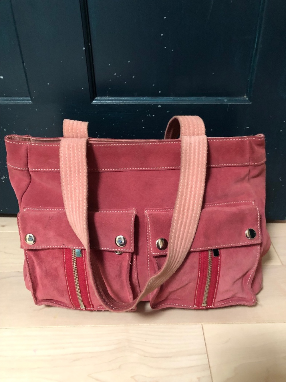 Banana Republic Deep Pink Suede Tote Shoulder Bag Purse Handbag